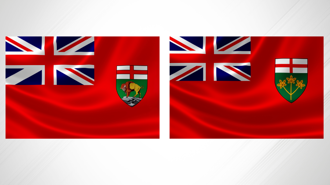 A picture of the flags of Manitoba and Ontario